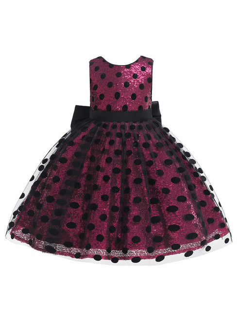 Rain Kids Girl Multi Color Sequin Black Polka Dot Tulle Christmas Dress 6M-4 - SophiasStyle.com